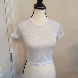lululemon athletica White Ribbed Crop Tee